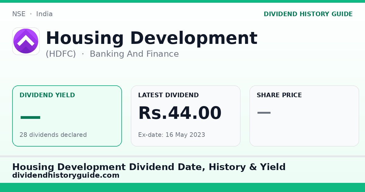 Housing Development (HDFC) dividend history — 0% yield, 28 dividends declared