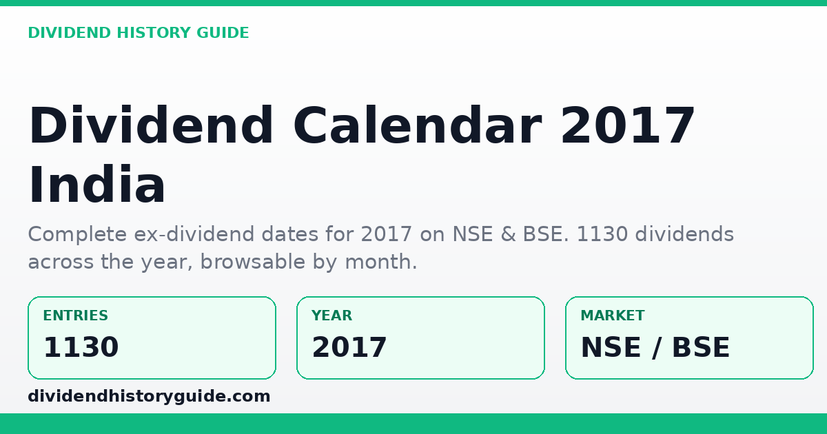 Dividend Calendar 2017 — dividendhistoryguide.com