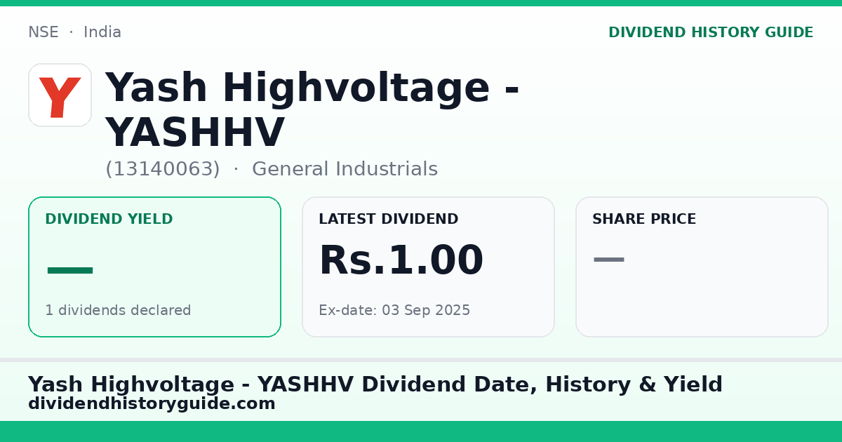 Yash Highvoltage - YASHHV (13140063) dividend history — 0% yield, 1 dividends declared