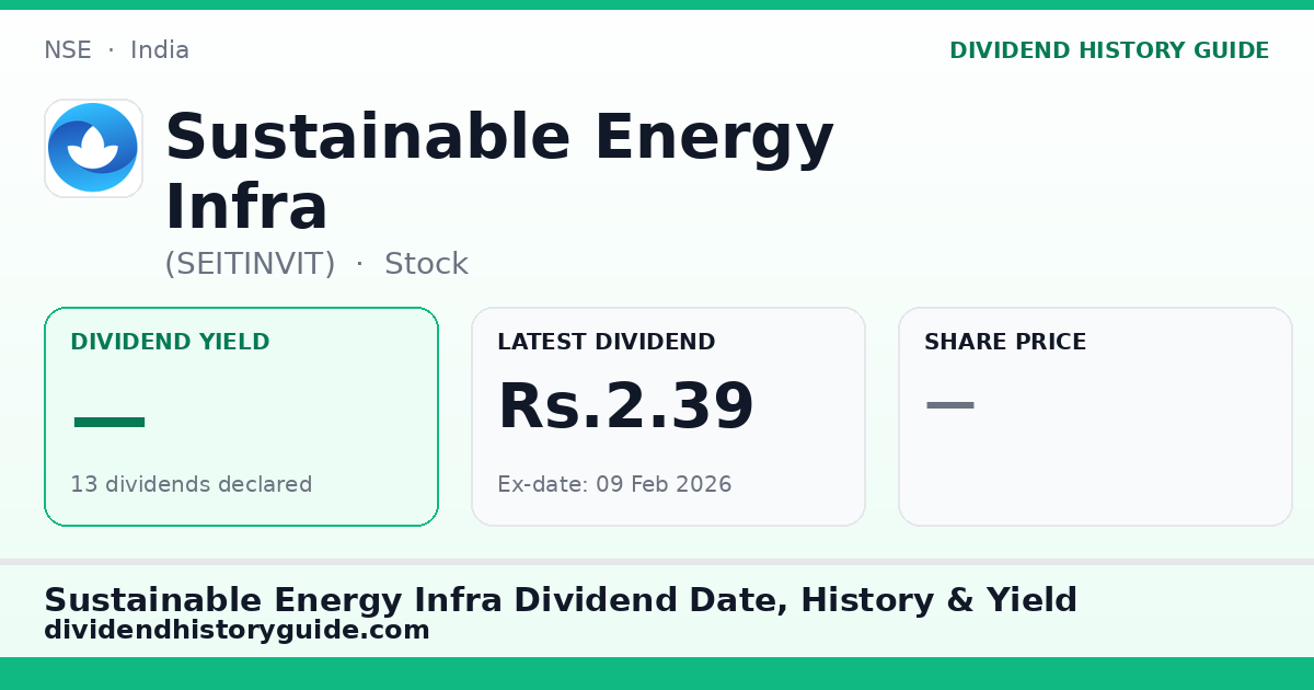 Sustainable Energy Infra (SEITINVIT) dividend history — 0% yield, 13 dividends declared